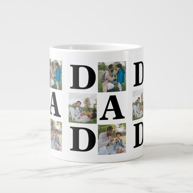 Grande Tasse Simple Fête des pères moderne papa 3 famille photo (Devant)