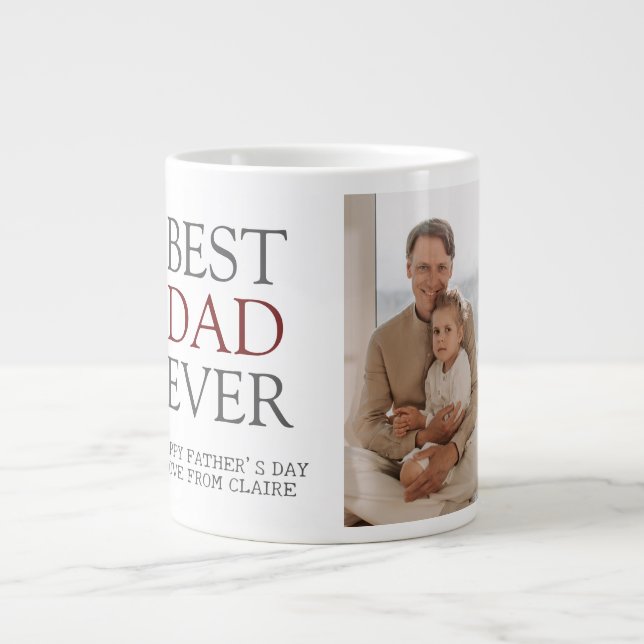 Grande Tasse Simple moderne Fête des pères familiale Nom photo (Devant)