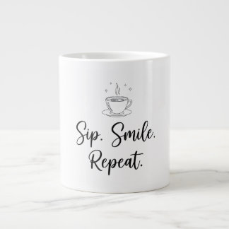 Grande Tasse Sip. Souriez. Recommencer. Mug à café Pastel minim