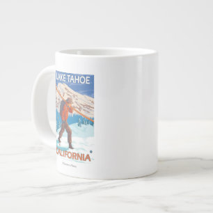 Grande Tasse Skier transportant ski de neige - Lake Tahoe, Cali