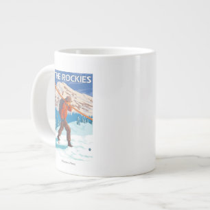 Grande Tasse Skier Transportant Ski De Neige - Les Rocheuses