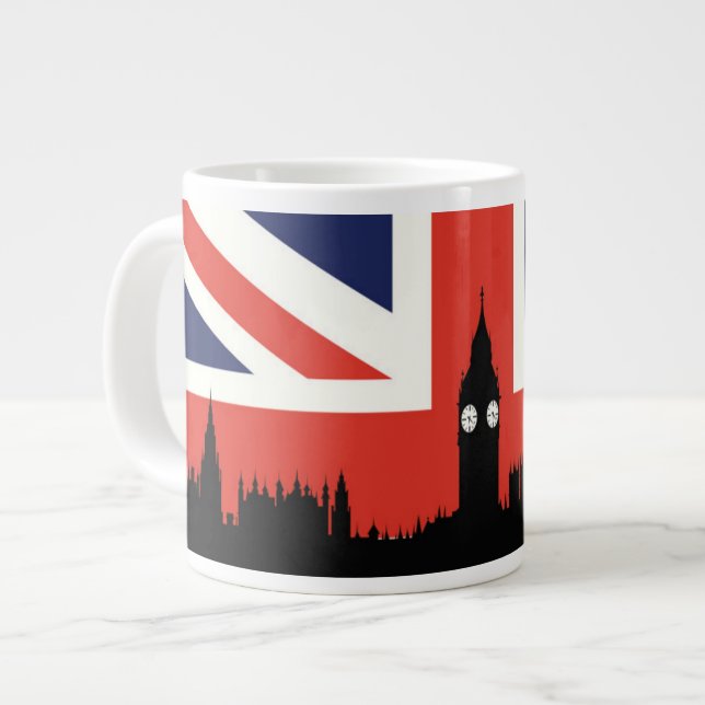 Grande Tasse Skyline de Londres| Le drapeau britannique (Devant gauche)