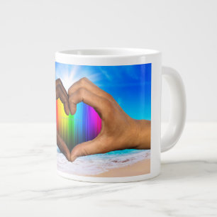 Grande Tasse SlipperyJoe dégradé de cœur arc-en-ciel vibrant in