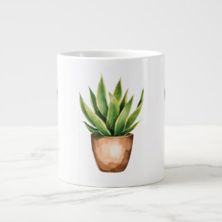 Grande Tasse Snake Plant Line Drawing Minimalist Mug