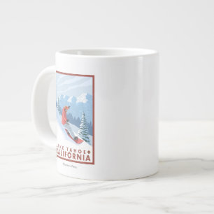 Grande Tasse Snowboarder Scender Scene - Lake Tahoe, Californie