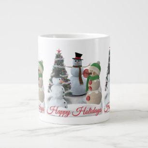 Grande Tasse SnowPals Joyeuses Fêtes écriture rouge