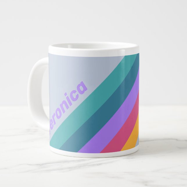 Grande Tasse Soft Pansy Dream Stripes with Name (Devant gauche)