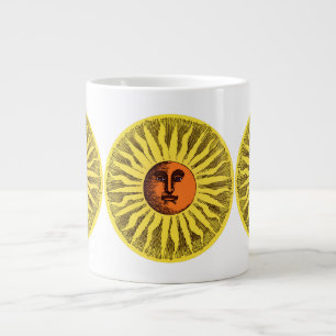 Grande Tasse Soleil Hippie Heureux Souriant Jaune Céleste Vinta