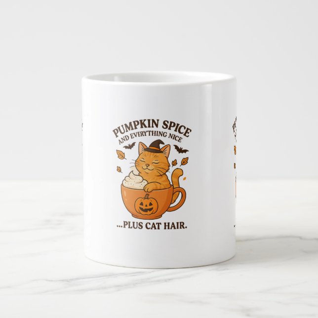 Grande Tasse Sorcière de chat gingembre - Joli design d'Hallowe (Devant)