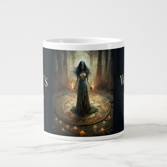 Grande Tasse Sorcière - Sorcière Rituelle avec Cercle Pentacle (Devant)