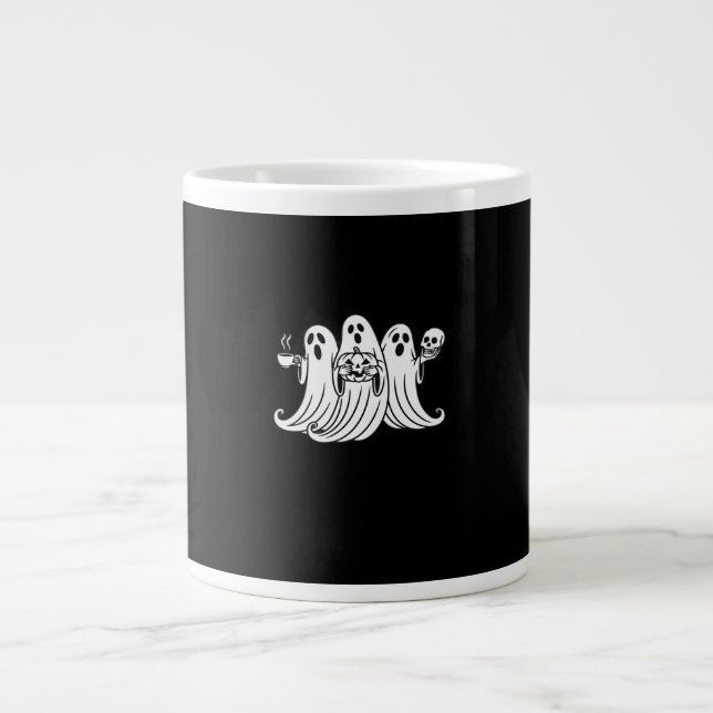 Grande Tasse Spooky Coffee Sipping Pumpkin Holding (Devant)