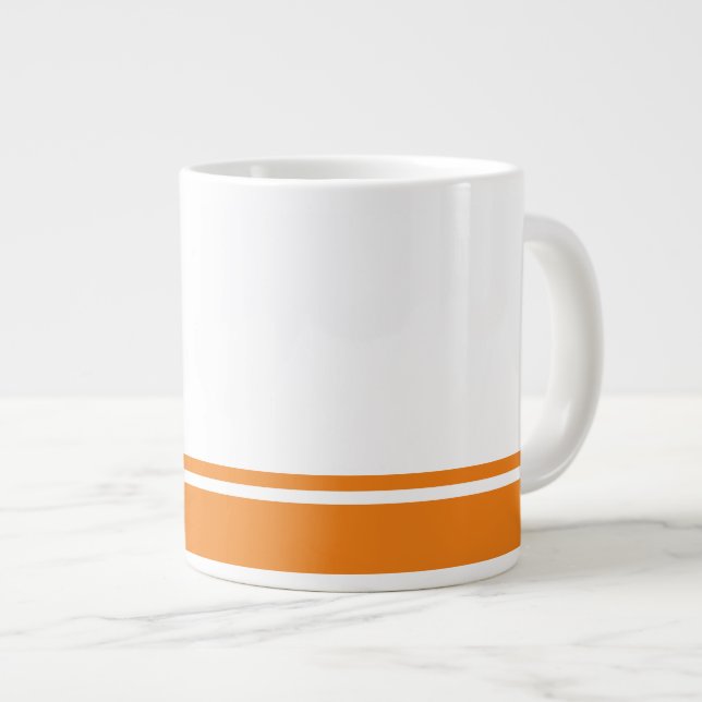 Grande Tasse Sporty White Orange Bottom Rim Racing Stripes (Devant droit)