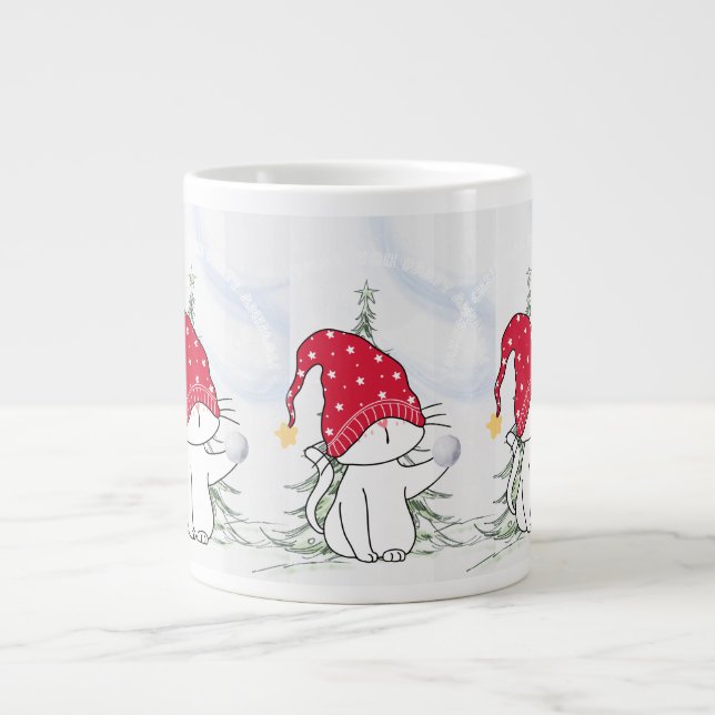 Grande Tasse Stache de Noël avec boule de neige (Devant)