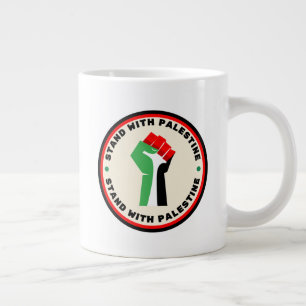 Grande Tasse Stand avec la Palestine - Poing - Couleurs du drap