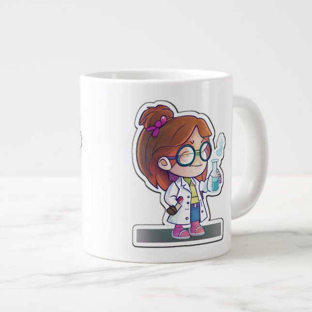 Grande Tasse Sticker de la scientifique de fille Art Jumbo Mug (Devant droit)