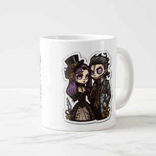 Grande Tasse Sticker en couple de dessin gothique Art Jumbo Mug