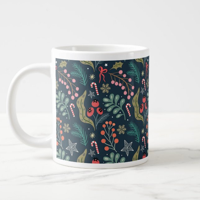 Grande Tasse Sucre de canne festif et Holly Motif (Gauche)
