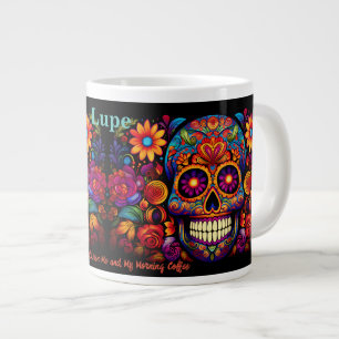 Grande Tasse Sugar Skull Ajouter un nom Texte Anniversaire Cade