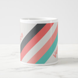 Grande Tasse Sunbleached Coral Stripes with Name