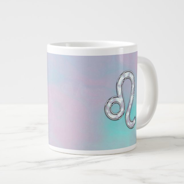 Grande Tasse Symbole de Leo Zodiac sur Pastels Style Nacre Impr (Devant droit)