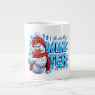 Grande Tasse T-shirt drôle de poulet d'hiver - Coq grincheux w