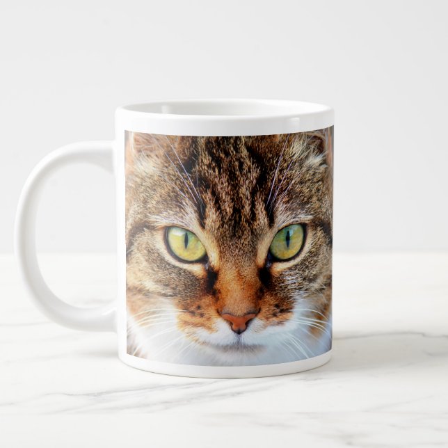 Grande Tasse Tabby Cat Stare Gros plan (Gauche)