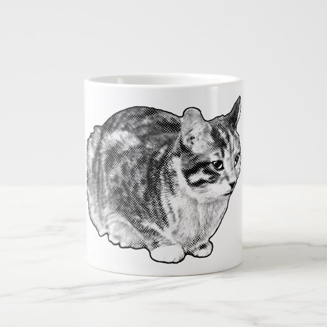 Grande Tasse Tabby Fireside avec points baisés à la neige (Devant)