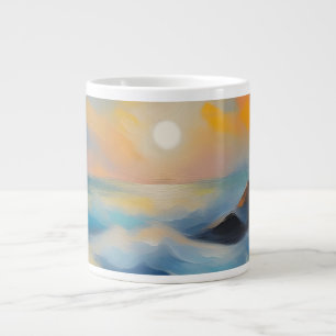 Grande Tasse Tableau des vagues bleu clair sous le soleil