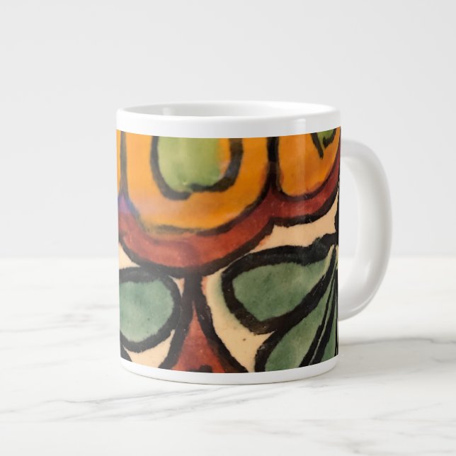 Grande Tasse Talavera Mexicaine Poterie Brown or vert (Devant droit)