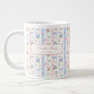 Grande Tasse Tante Établi Rubans Coquette Aquarelle Floral