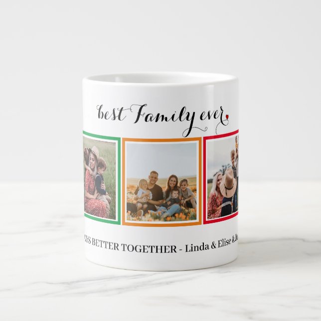 Grande Tasse Taza De Café Gigante Best Family ever Photo Collag (Devant)
