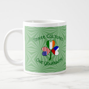 Grande Tasse Tchèque Irlande USA Shamrock Drapeau Personnalisé