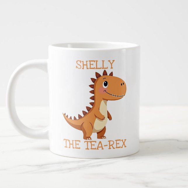 Grande Tasse Tea-Rex Dinosaur Personalized Name Giant Tea Mug (Gauche)