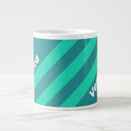 Grande Tasse Teal Beach Breeze Stripes with Name