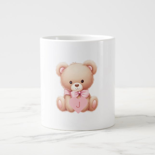 Grande Tasse Teddy Ours rose Monogramme spécialité Mug (Devant)