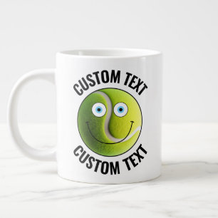 Grande Tasse Tennis Ball Custom Happy Face & Texte Personnalisé
