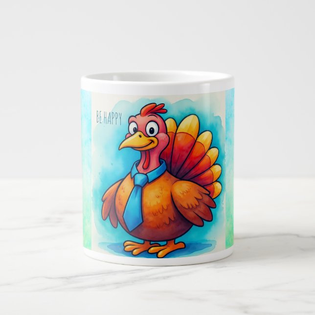 Grande Tasse Thanksgiving, Cute Turkey, Giant Coffee Mug (Devant)