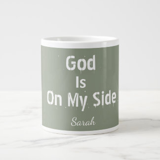 Grande Tasse Thé personnalisé vert sauge Nom Dieu est de mon cô