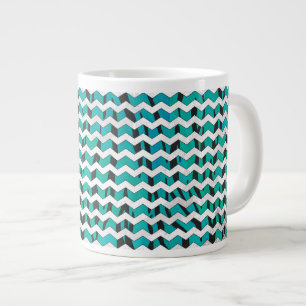 Grande Tasse Tigre Chevron noir et Turquoise Impression