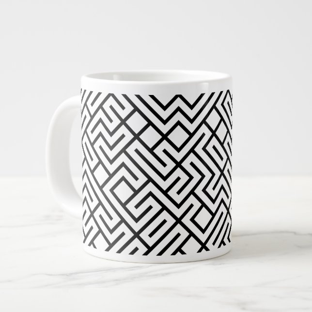 Grande Tasse Tiled Lines Generative (Black Line) Unique (Devant gauche)