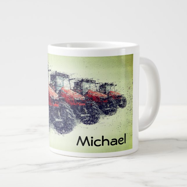 Grande Tasse Tracteurs de la batterie rouge personnalisés dans  (Devant droit)