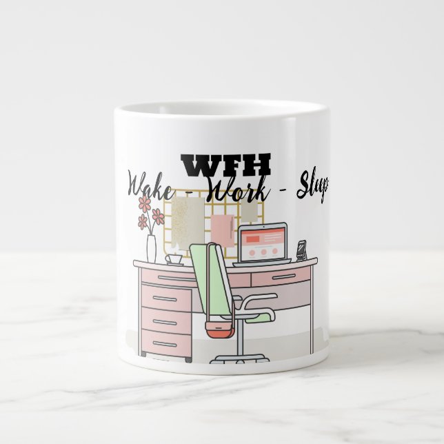 Grande Tasse Travail mignon à domicile Travailleur à distance C (Devant)