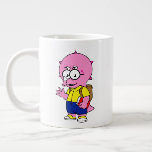 Grande Tasse Tricératops Nerd Avec Sac À Dos Et Manuel.