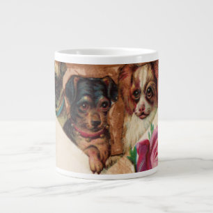 GRANDE TASSE TROIS DOGGIES AVEC MONOGRAM ROSE