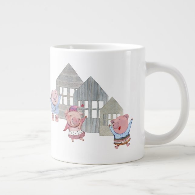 Grande Tasse Trois petits cochons avec leurs maisons (Droite)