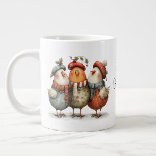 Grande Tasse Trois poules françaises fantaisistes pour les 12 j