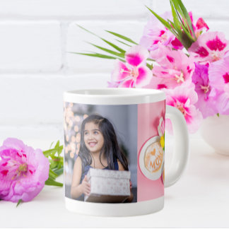 Grande Tasse Tulipes avec personnalisation photo Aimer You Mom