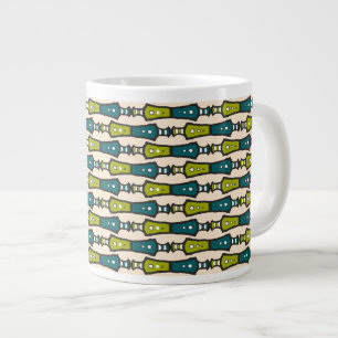 Grande Tasse Turquoise vert crème noire Tribal Jumbo Coffee Mug
