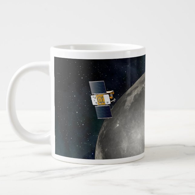 Grande Tasse Twin Grail Spacecraft Orbitant La Lune. (Gauche)