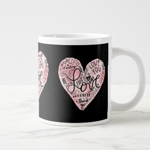 Grande Tasse Typographie de l'amour romantique Cœur